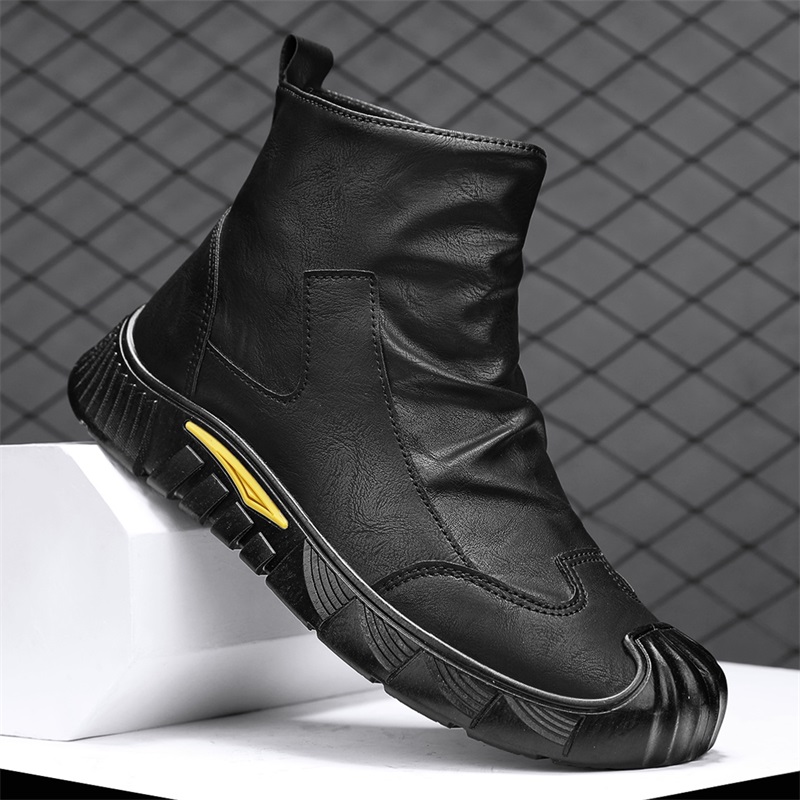 High Quality Men Casual Boots Soft Leather Men's Ankle Boots High Top Slip on Leisure Walking Footwear Comfortable Chelsea Boots