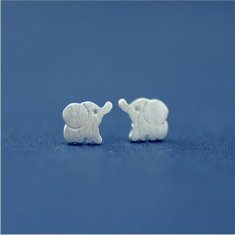 925 Sterling Silver Fashion Jewelry Cute Animal Simple Elephant Women Fresh Brushed Sweet Stud Earrings E197