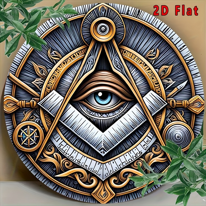 2D flat 1pc retro wooden style Masonic Eye Providence wall art, decorative sign, humorous art plaque