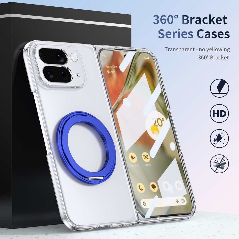 For Google 10 Pro Fold Aluminum Alloy Rotating Magnetic Ring Holder Glass Protector Film Phone Case for Pixel 10 Pro Fold Cover