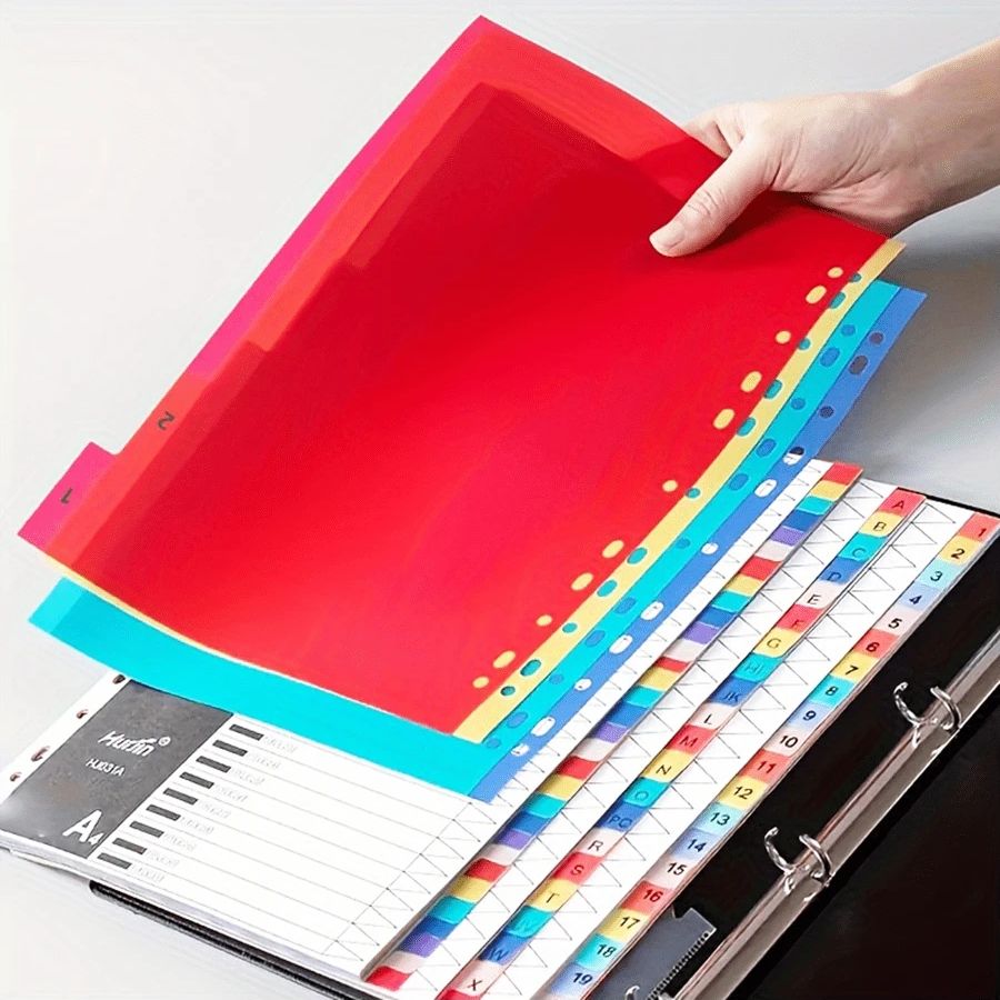 10pcs A4 Multicolor Digital Separator Pages, School Office Documents, Student File Storage Classification Supplies