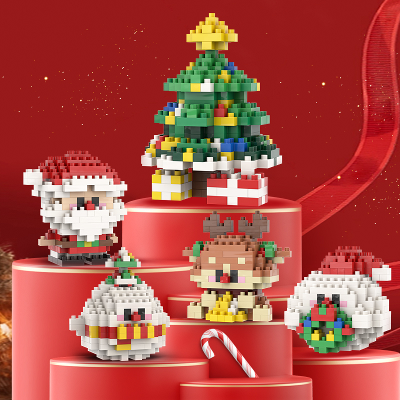 Christmas Gifts Building Block Series Santa Claus Reindeer Puzzle Assembly Bricks Table Decoration Toys for Child Chrismas Gift