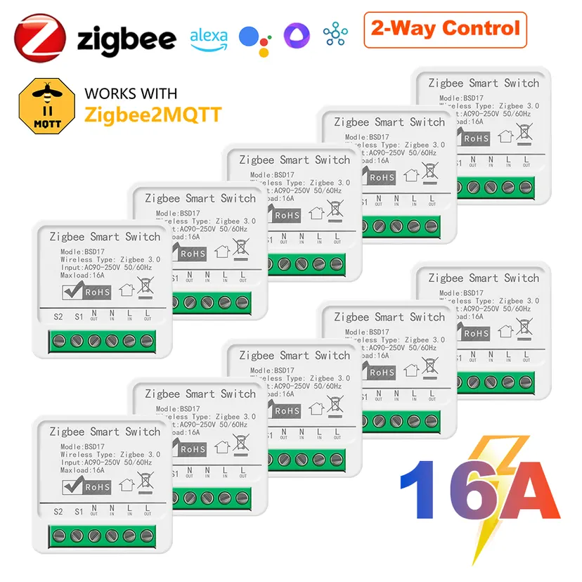 16A ZigBee3.0 Smart Light Switch, Home Automation Mini DIY Breaker, Supports 2 Way, Work With Zigbee2MQTT Home Assistant lightify