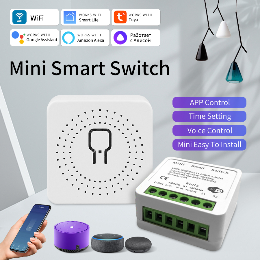 16A 20A Tuya Smart WiFi Switch RF 433Mhz Receiver Breaker Relay Module 2-way Control Smart Life App Remote Alexa Home