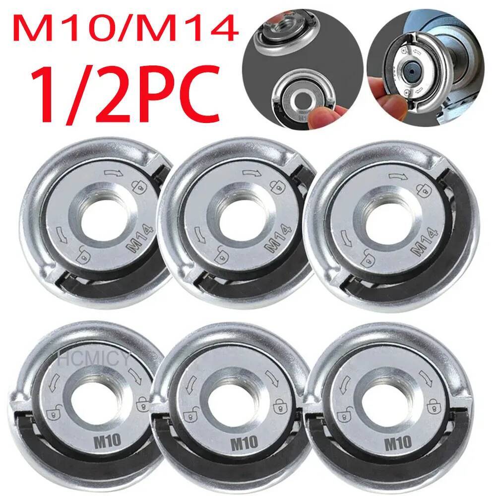 1/2Pcs M14 M10 For 100 Type Angle Grinder Quick Release Self-Locking Grinder Pressing Plate Flange Nut Power Chuck Tools