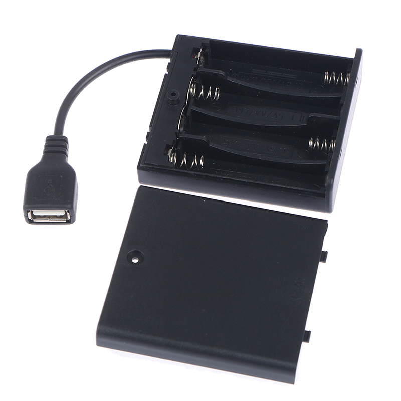 1pcs 4 X AA USB Battery Box for 5V LED Strip Lights USB Mini Power Supply