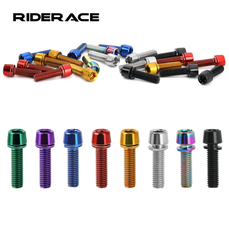6Pcs MTB Road Bike Stem Bolts Bicycle Handlebar Stem Screw With Washer M5*18mm Alloy Steel Hexagon Bolts Colorful Fixing Screws