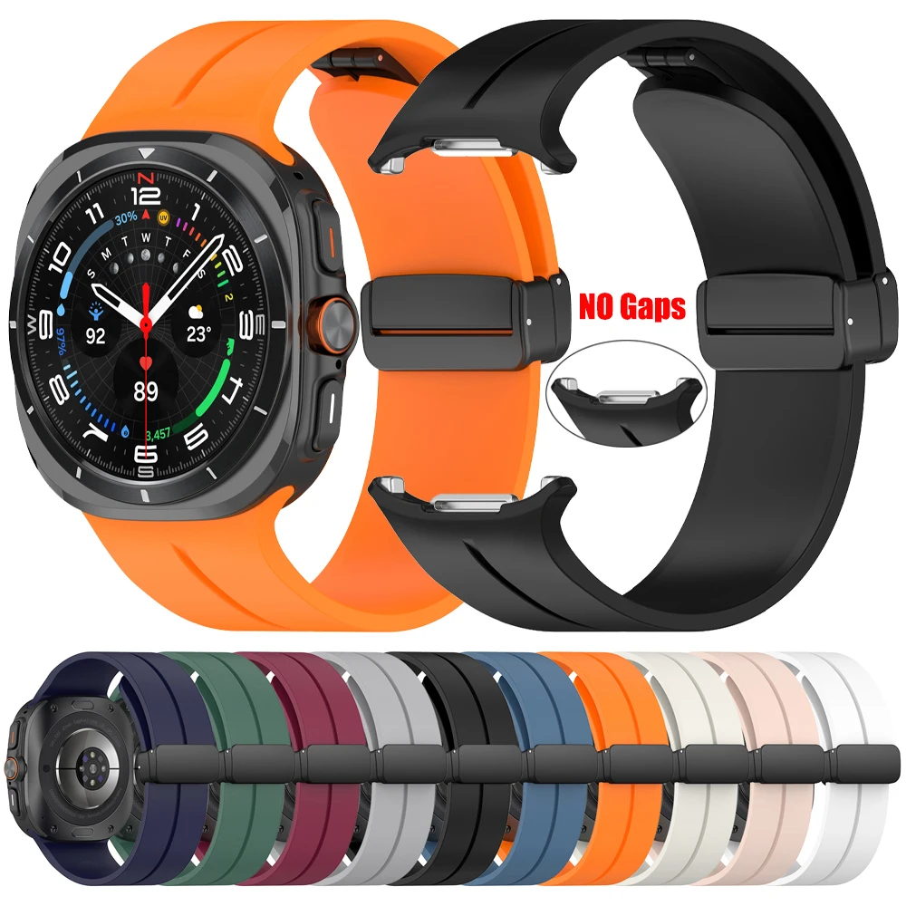 Magnetic Folding Buckle Band For Samsung Galaxy Watch Ultra 47MM Silicone Strap Correa Galaxy Ultra 47MM Watchband Accessories