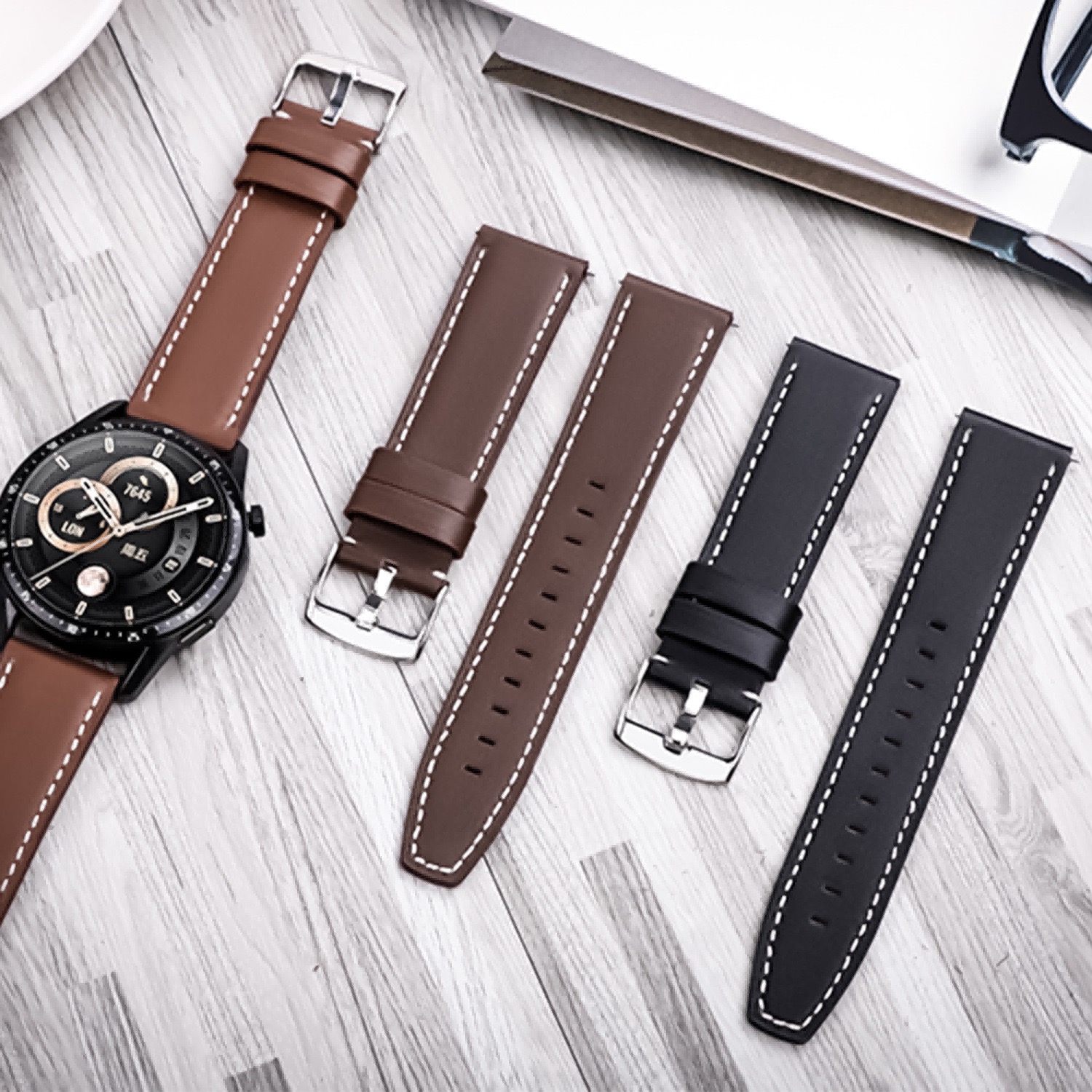 Leather Strap 20/22mm for Watch Wrist Band for for Smart Watch Replace Wristwatch Straps