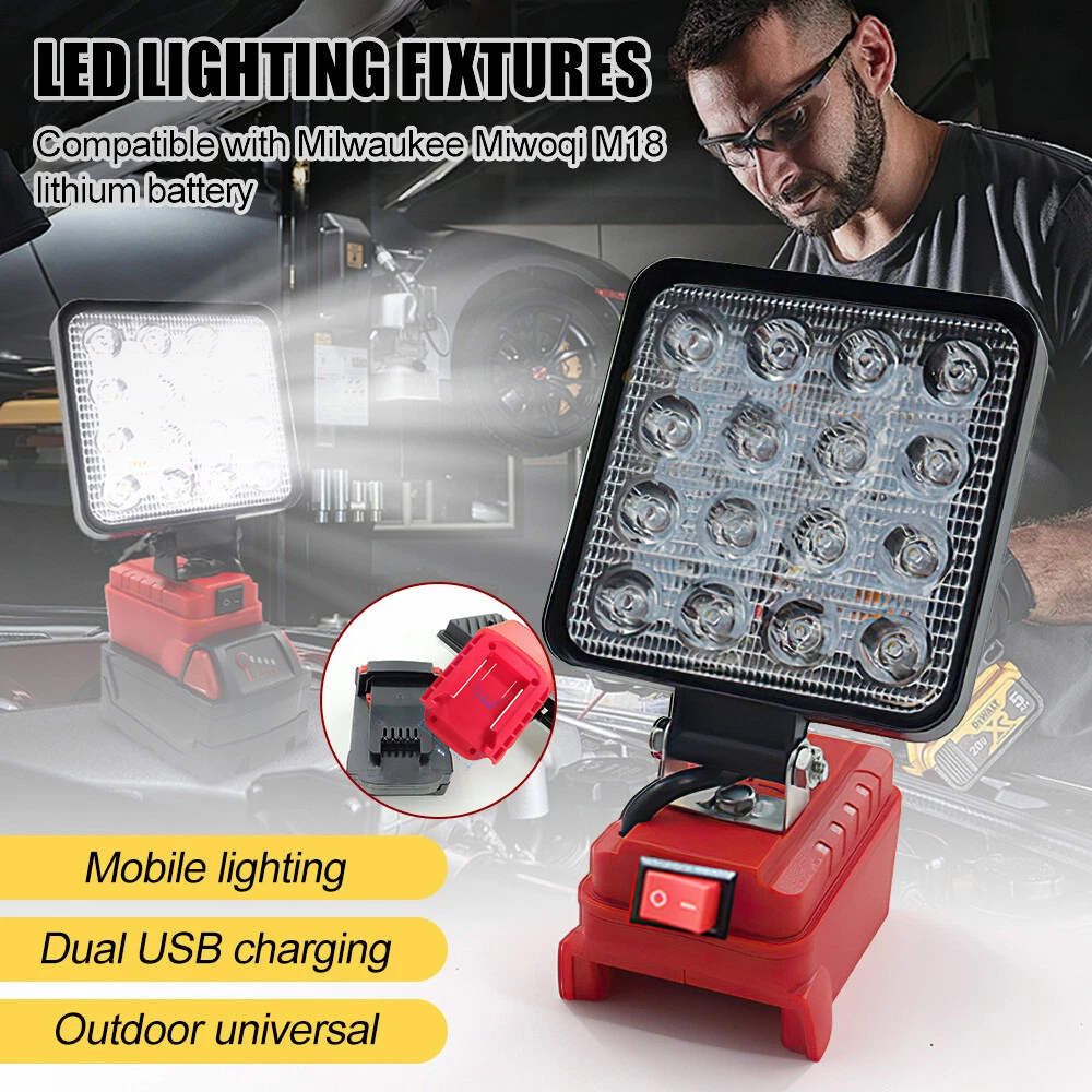 New 16 Beads LED With USB Work Light Portable Lanterns Lamp Spotlight for Milwaukee Camping Equipment Accessories Outdoor