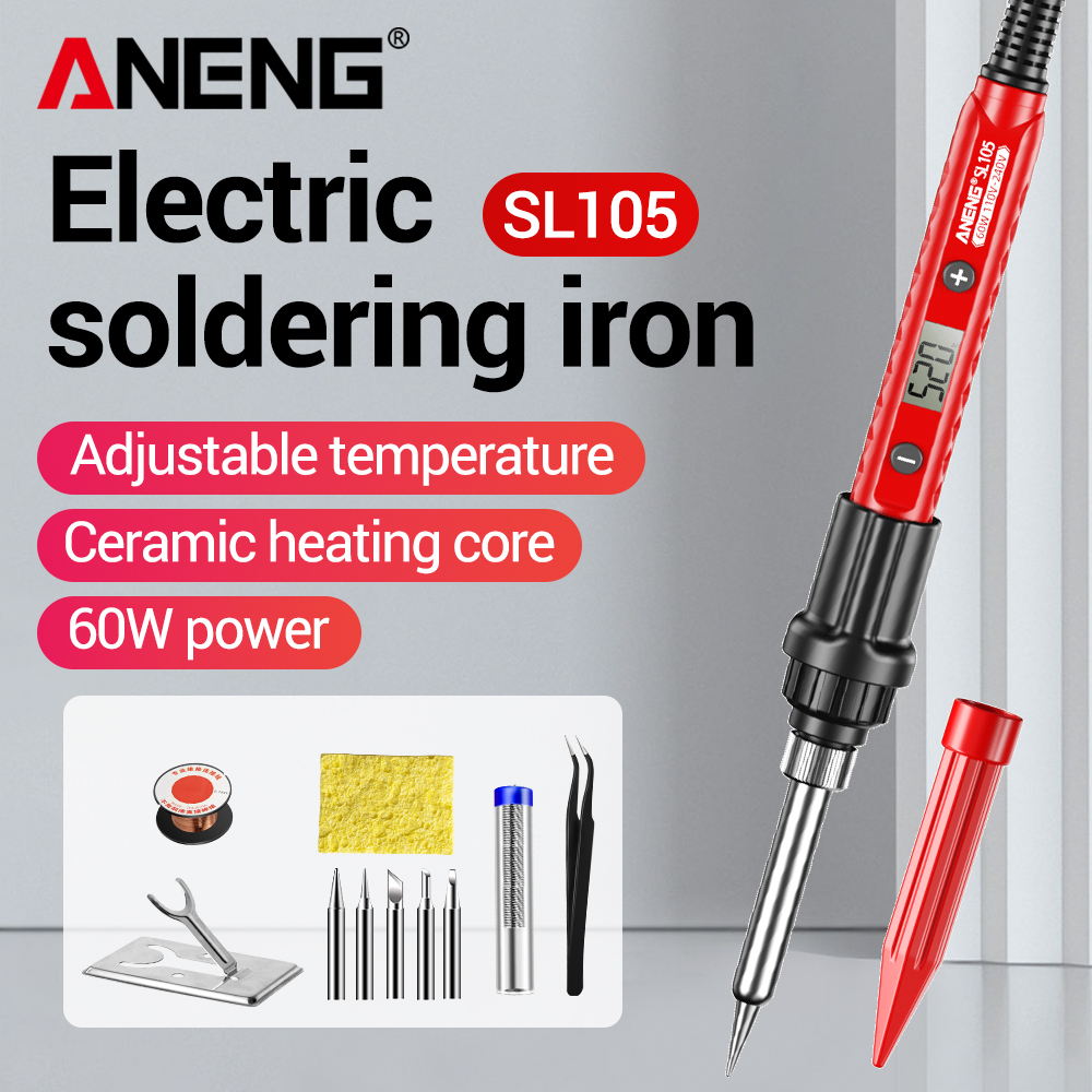 ANENG Electric Soldering Iron LCD Digital Display Adjustable Temperature 60W Portable Kit SL105 Welding Repair Electrician Tools