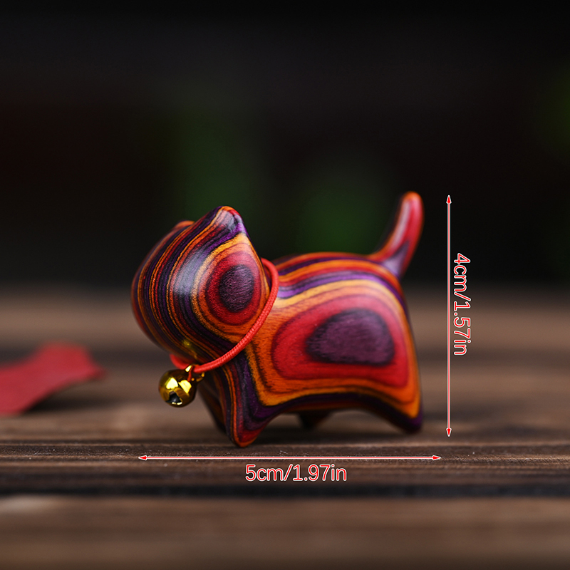 VP 1pc Colored Wooden Cat Desktop Office Accessories Home Decor Souvenirs Rainbow Wood Carving Cat Sculptures Cat Ornaments