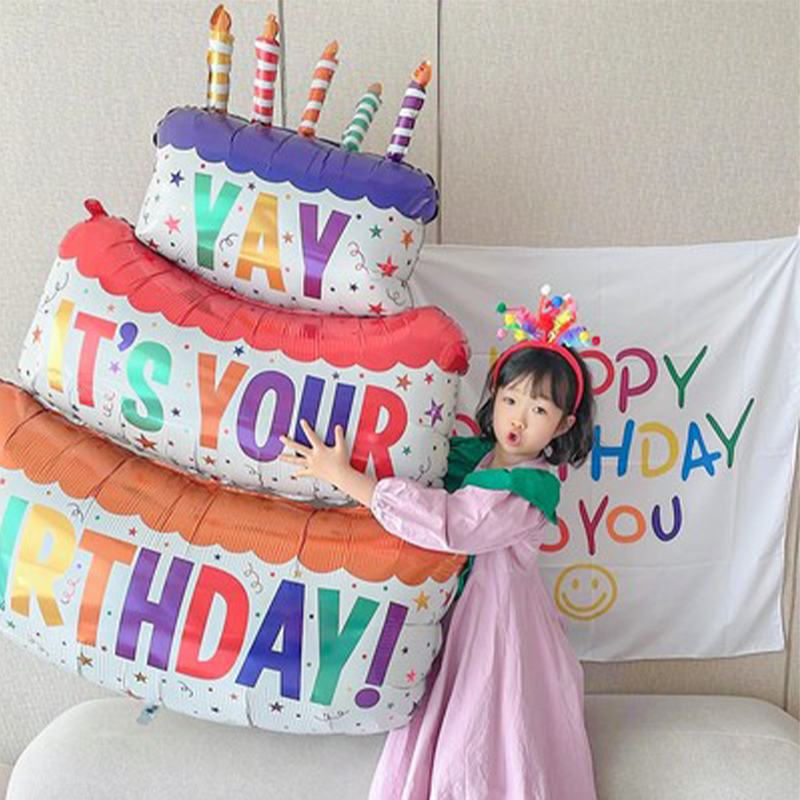 3D Standing Creative Cake ABalloons Happy Birthday Aluminum Cake Balloon Party Decorations Baby Shower Globos