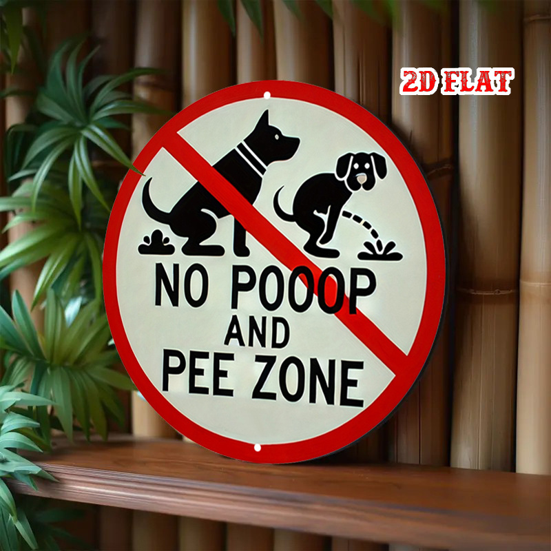 2D Flat, 1pc No Pets Allowed Aluminum Metal Sign - 7.87" Round Rustic Wall Art with Dog & Pet Prohibition Design, Durable Indoor