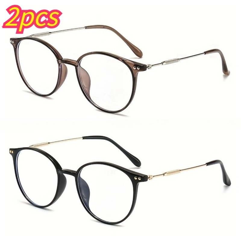2 Pairs of Retro Ultra Light and Fashionable Reading Glasses Classic Anti Blue Light Glasses Suitable for Daily Life Use