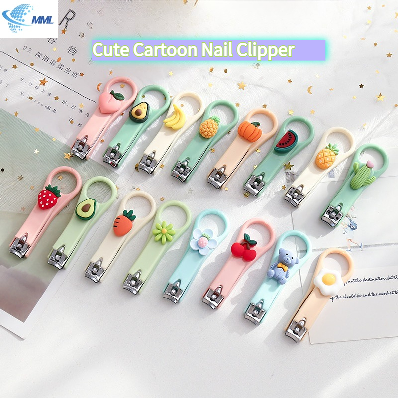Cartoon nail clipper for girls, adults, and children; portable folding nail clipper for manicure and nail trimming.