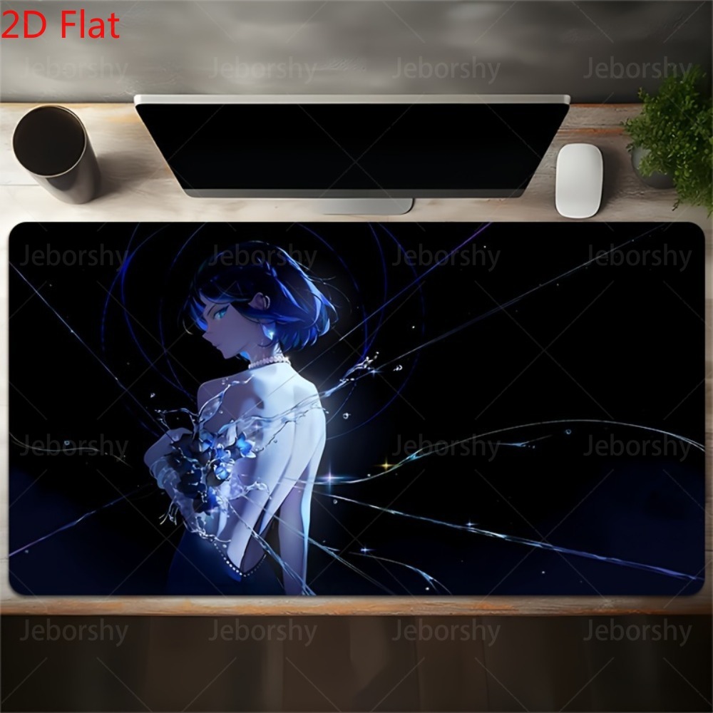 Blue Water Anime Girl Desk Mat Large Extended Gaming Mouse Pad