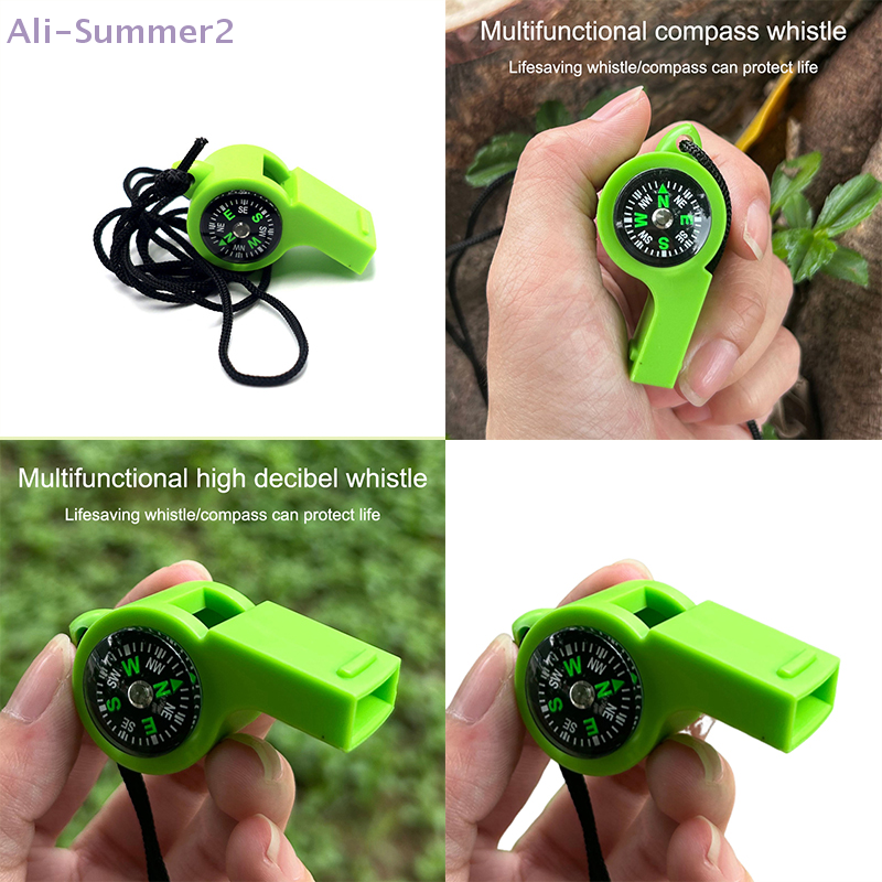 {MX} 2-In-1 Multifunctional Plastic Whistle Compass Outdoor Survival Emergency Whistle Sport Referee Whistle Camping Hiking Tool