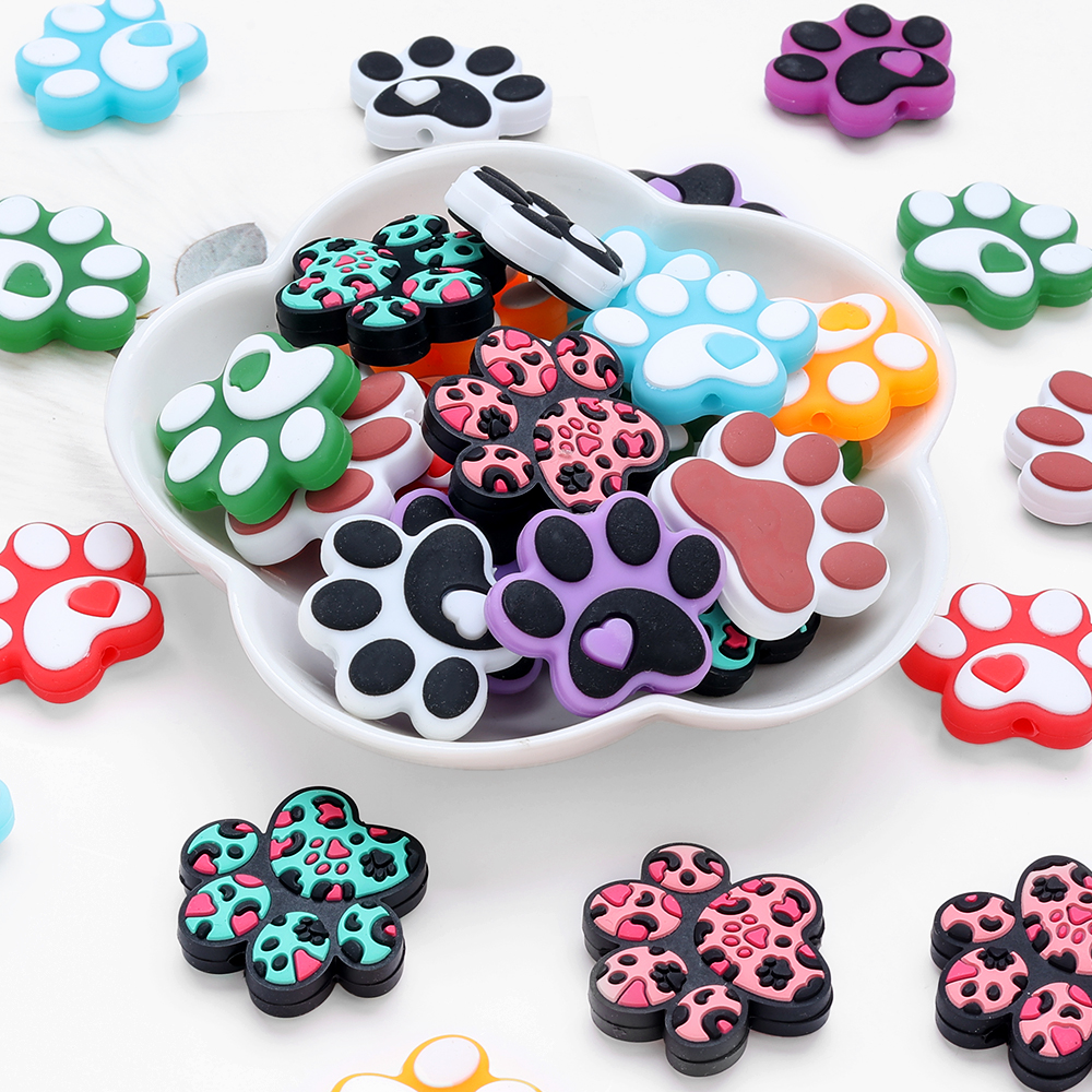5Pcs Silicone Bear Claw Flat Bead Food Grade Shaped Bead For DIY Teether Pacifier Chain Jewelry Bracelet Making