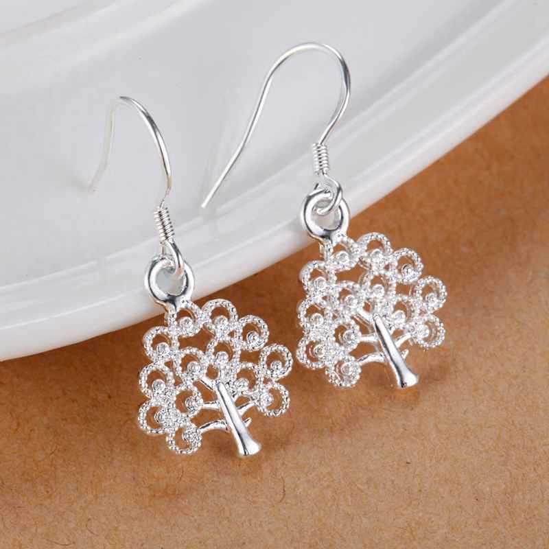 Hot 925 Sterling Silver elegant tree earrings high quality Fashion Jewelry for women