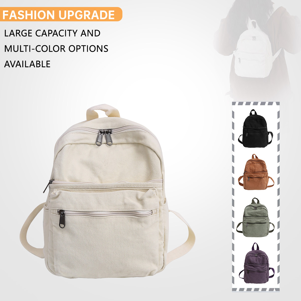 Japanese-Style Washed Canvas Vintage Small Backpack for Female College Students, Trendy Casual Versatile Mini Hiking Backpack