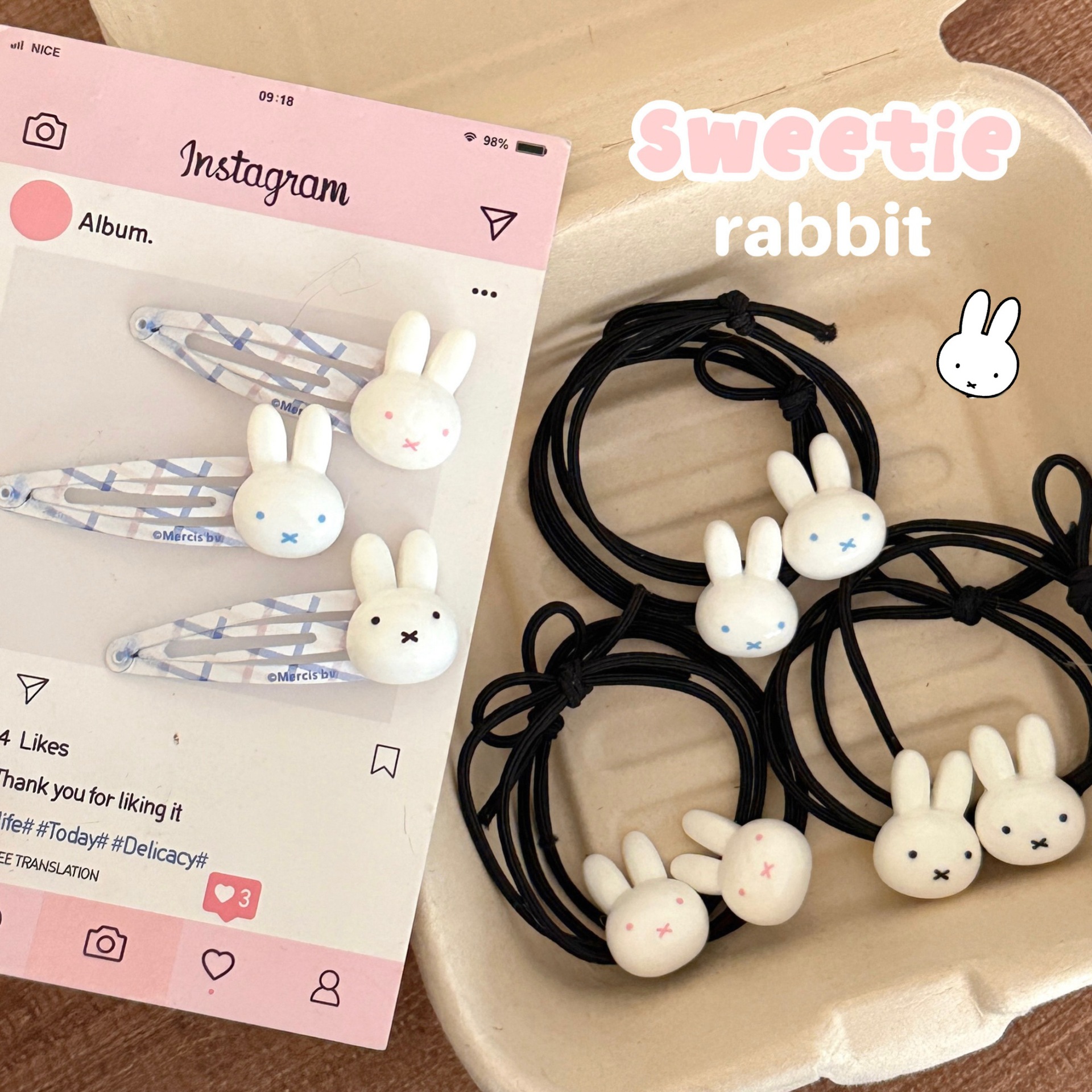 2/12 Pcs Cute Miffy Rabbit BB Hair Clip Sweet and Simple Bangs Clip-on Hair Clip Hair Miffy Merchandise