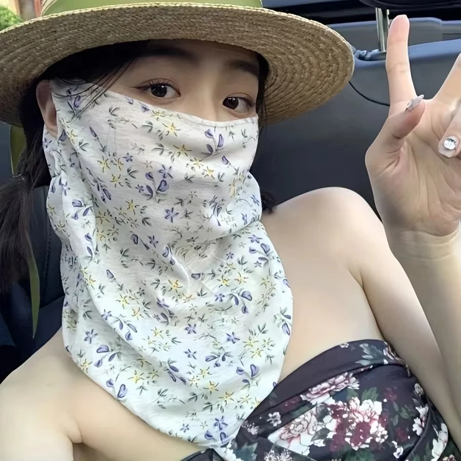 1Pc summer new full face sunscreen mask outdoor mask ear hook style