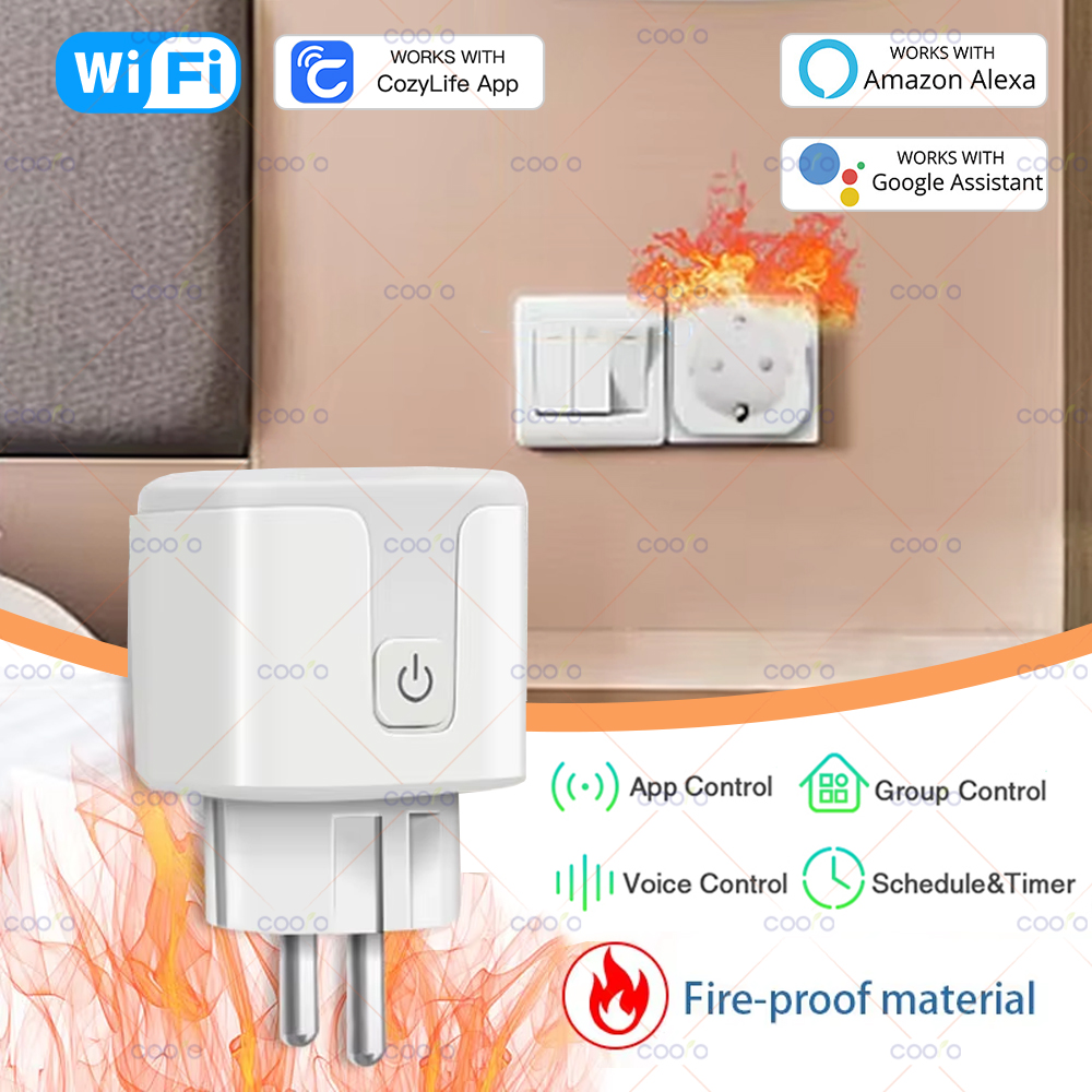 WiFi Smart Socket 16A UK plug With Energy Monitoring,Support CozyLife App, Works With Alexa, Home Vioce Control