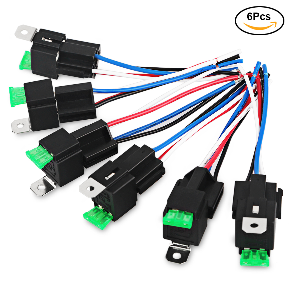 2 / 6PCS 12V DC SPST Automotive Auto Relay With Relay Socket Relays Kit Switch 30A 4pin Fuse Relay Switch Harness Set