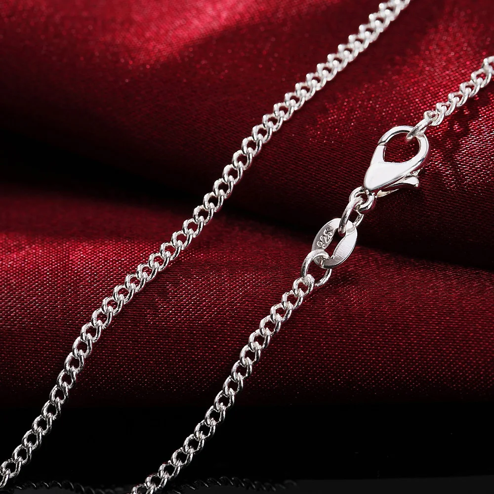 New 925 Sterling Silver Necklace 16/18/20/22/24/26/28/30 Inches 2MM String Chain For Women Men High Quality Jewelrys