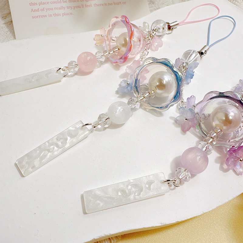 Cute Phone Charms Pendant Trendy Jellyfish Flower Lanyard Mobile Phone Strap Sweet Women Girl Key Chain Korea Fashion Jewelry