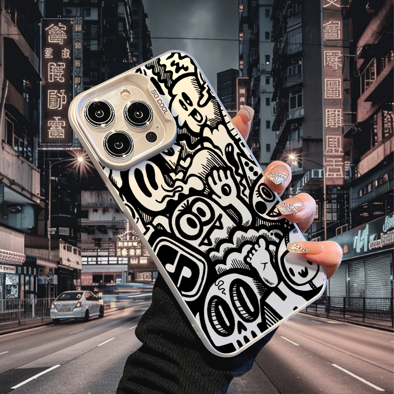 Graffiti Phone Case for iPhone 17 AIR 16 15 14 13 Pro 12 11 Pro Xs X XR Max Laser Hard PC+TPU Cases Back Cover-S648P2