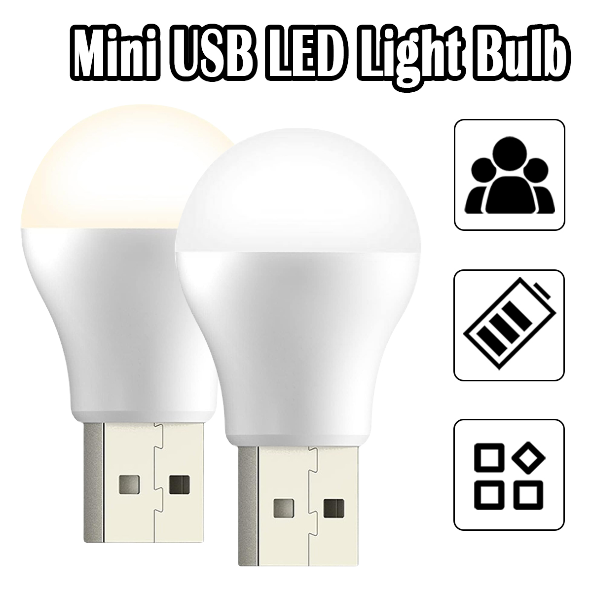 Mini USB Night Light Portable Home USB Night Lights Book Light LED Cool White Reading Lamps Bedside Table Bedroom For Room Lamp