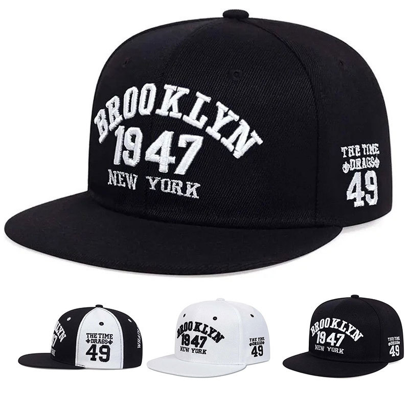 Brooklyn 1947 Embroidery Snapback Hat High Quality Baseball Cap Men's Versatile Pattern Casual Adjustable Hip Hop Sports Hat