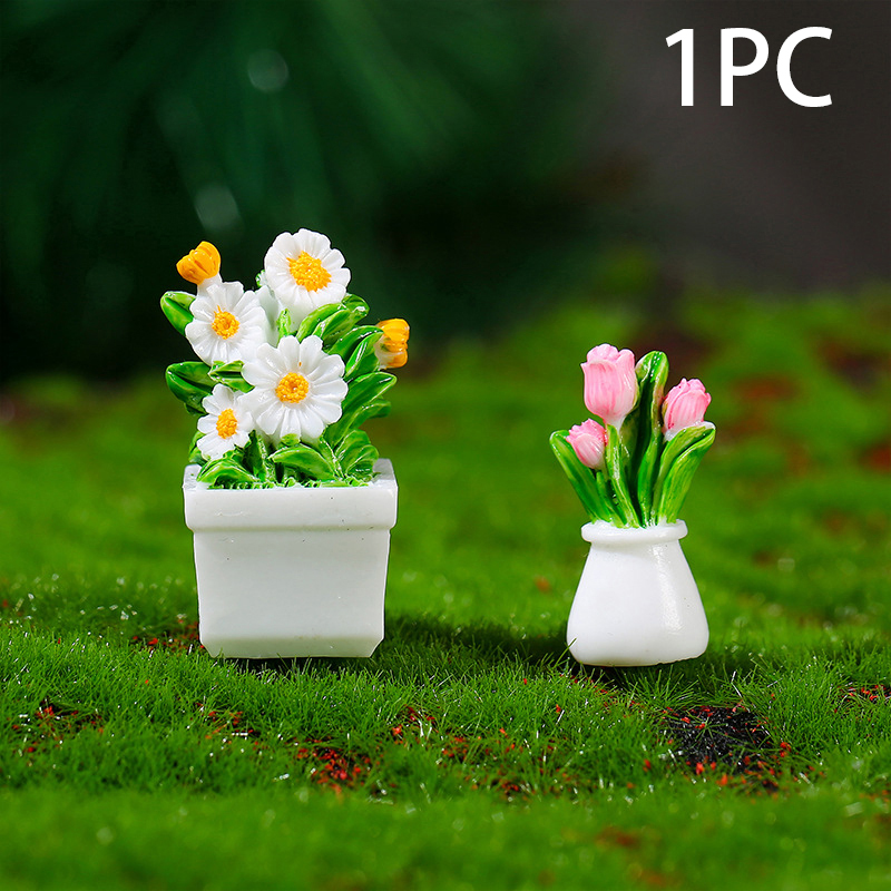 1 PC Simulation Potted Plants Dollhouse Mini Flowerpot For Green Plant In Pot Doll House Furniture Home Decor