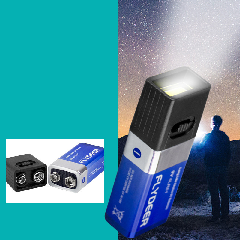 '1PC 100% new high-quality 9V Battery Flashlight 9V Mini LED Key Light 6F22 Battery COB Outdoor Lighting Work Light Battery