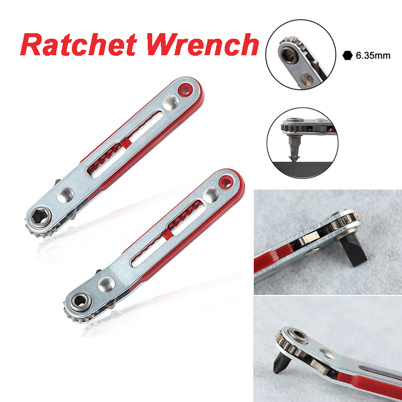 Multifunctional Ratchet Hexagon Wrench Elbow Flat Head Two Way Bidirectional Forward and Reverse Ratchet Screwdriver Tool Red
