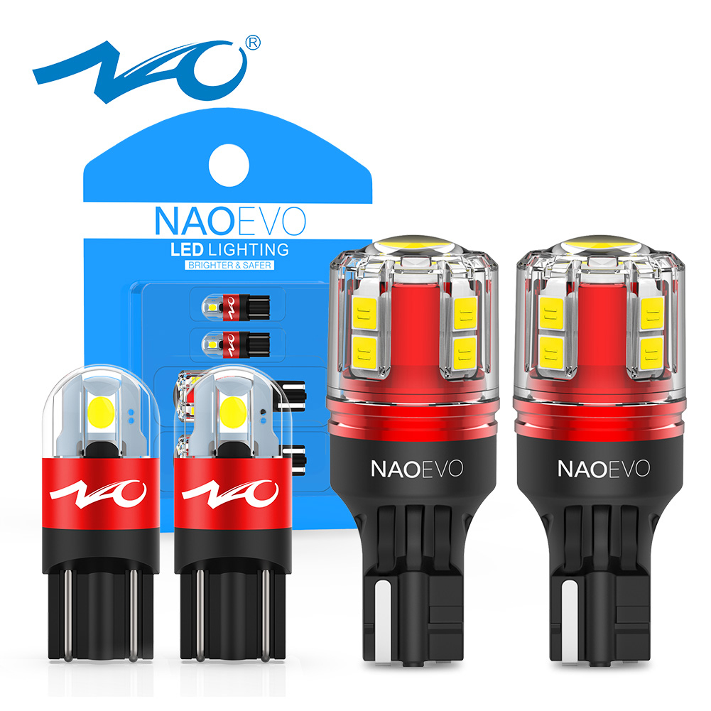 NAO T10 W5W W16W LED 2000Lm 6W T15 921 T16 Back Up Light 5W5 WY5W 912 912 White Auto Reverse Lamp Tail Lamp Accessories