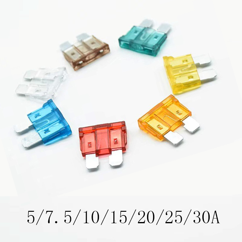 20pcs/lot 5A 7.5A 10A 15A 20A 25 30A Blade Fuse Zinc Alloy and Plastic Material AMP Set Auto Car Truck 19*19mm Mini Safety fuse