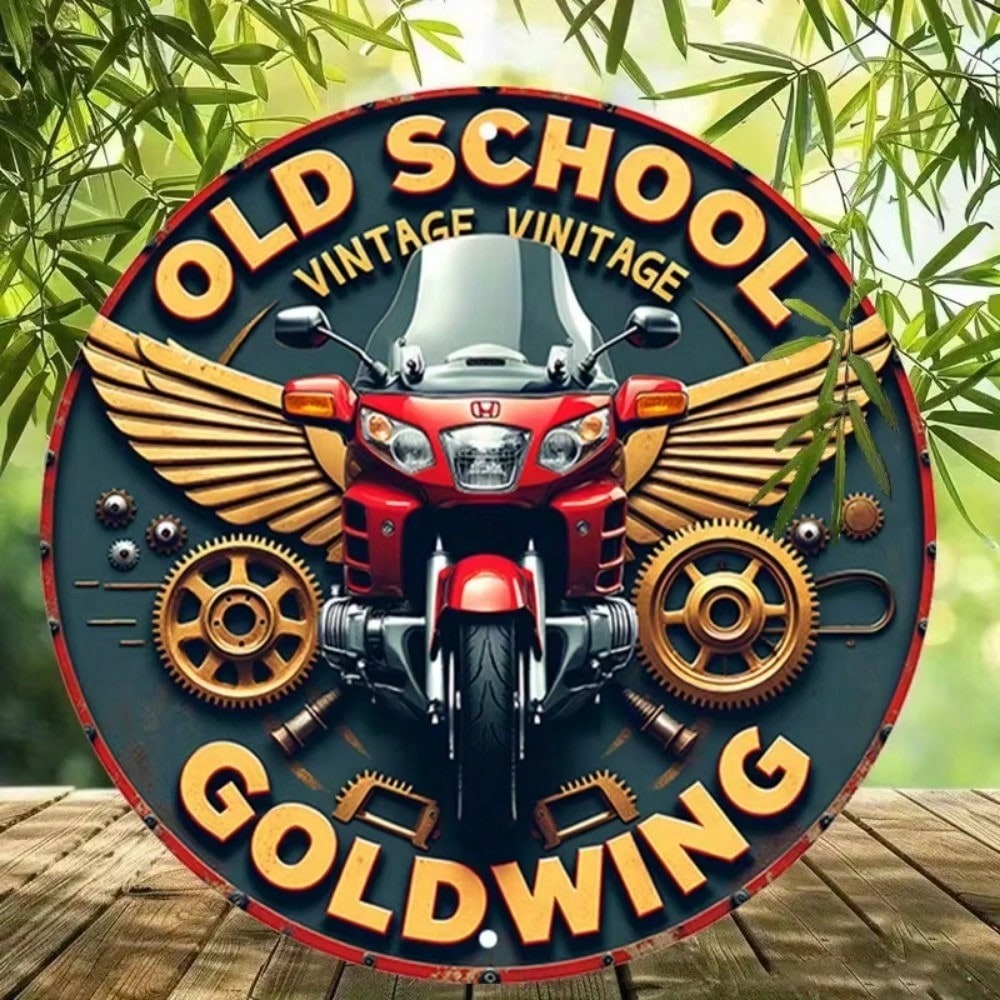 1pc Creative Iron Sheet Decorative Painting - Vintage Metal Sign with Old School Goldwing Design!