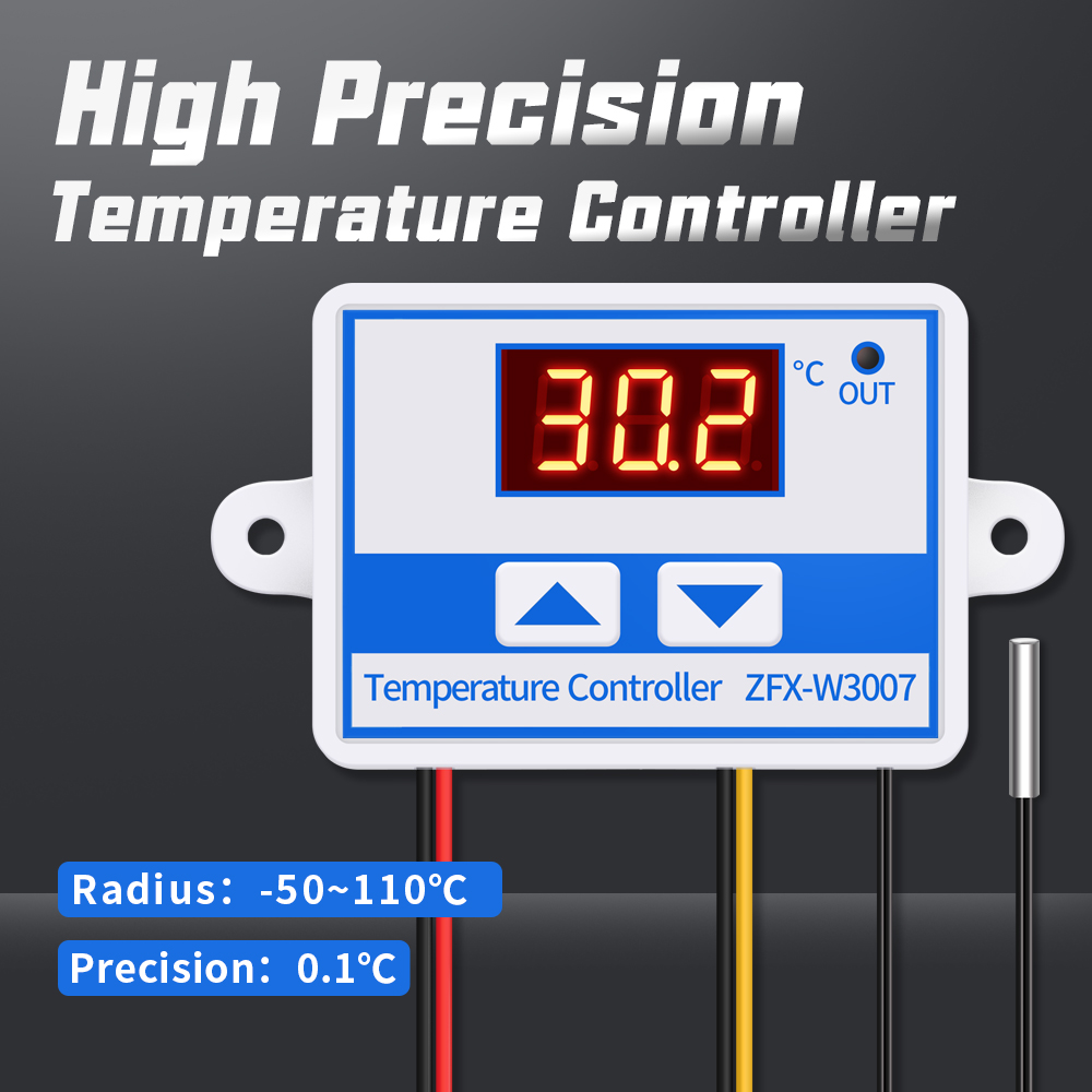 10A Digital Temperature Controller For Incubator Cooling Heating Switch LED Display Thermostat Waterproof NTC Sensor ZFX-W3007