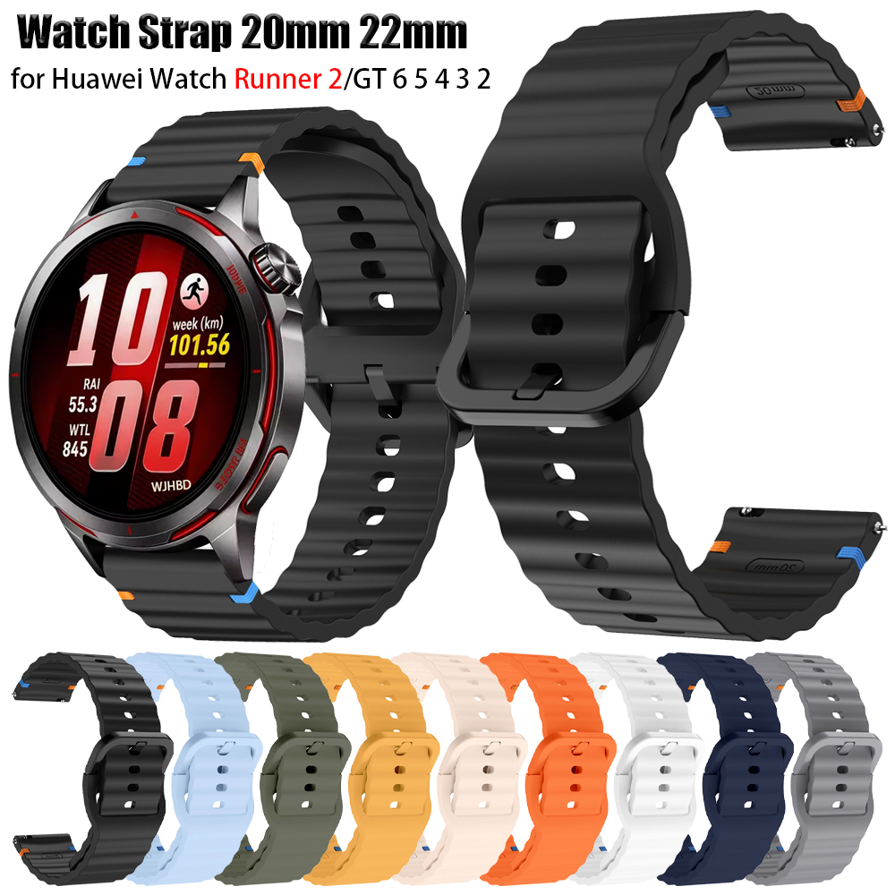 20mm 22mm Silicone Strap for GT Runner 2 GT6/5/4/3/2 Pro 46 42mm Sport Bracelet Soft Wristband Watch 5 4 Pro Belt