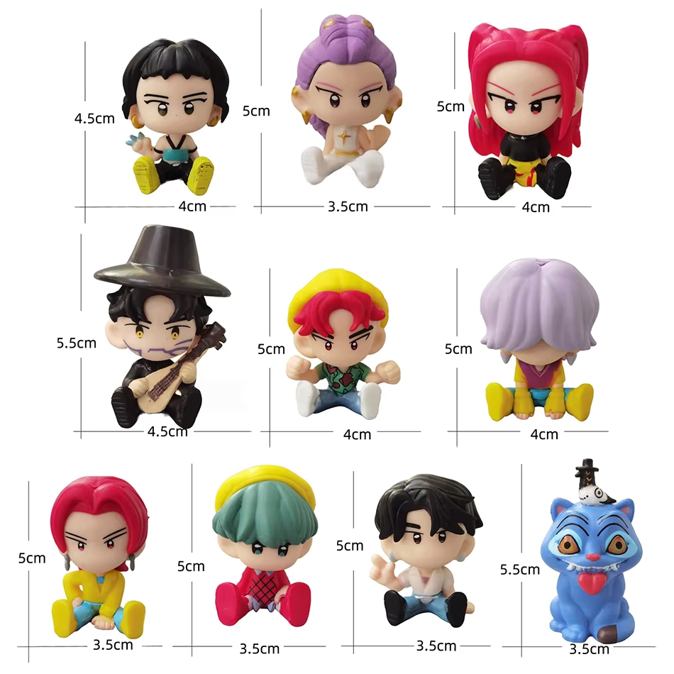10Pcs Cute Chibi Anime Mini Figures Set Cool Cyberpunk Style Cake Toppers Desk Decor Collectible Figurines Party Favors