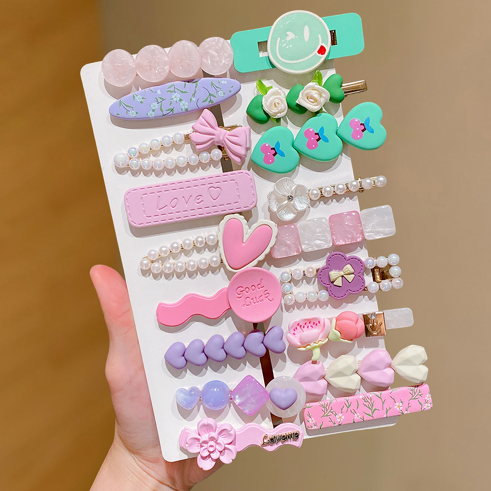 Macaron hair clips, 5/10 random pieces. Bow, heart & flower designs. Daily wear, photo props, great .