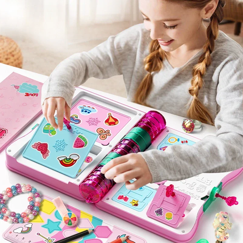 Jewelry Makeup Kit for Kids Magic Book DIY Handmade Rings Bracelets Pretend Play Princess Girl's Birthday Xmas