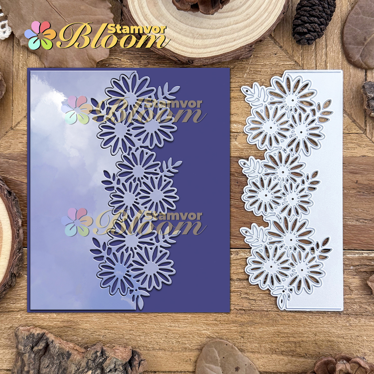 Original Lovely Flowers Daisy Half-cut Border Metal Cutting Dies Scrapbooking Decorative Embossing