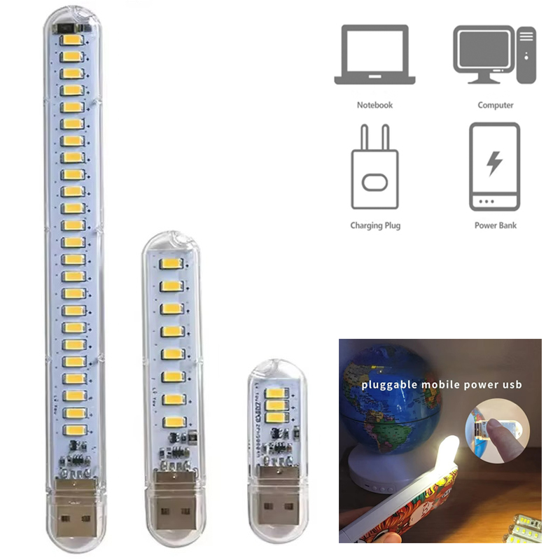 8leds Lights For Power Bank PC Laptop Notebook Mini Portable USB LED Book Light DC5V Ultra Bright Reading Book Lamp