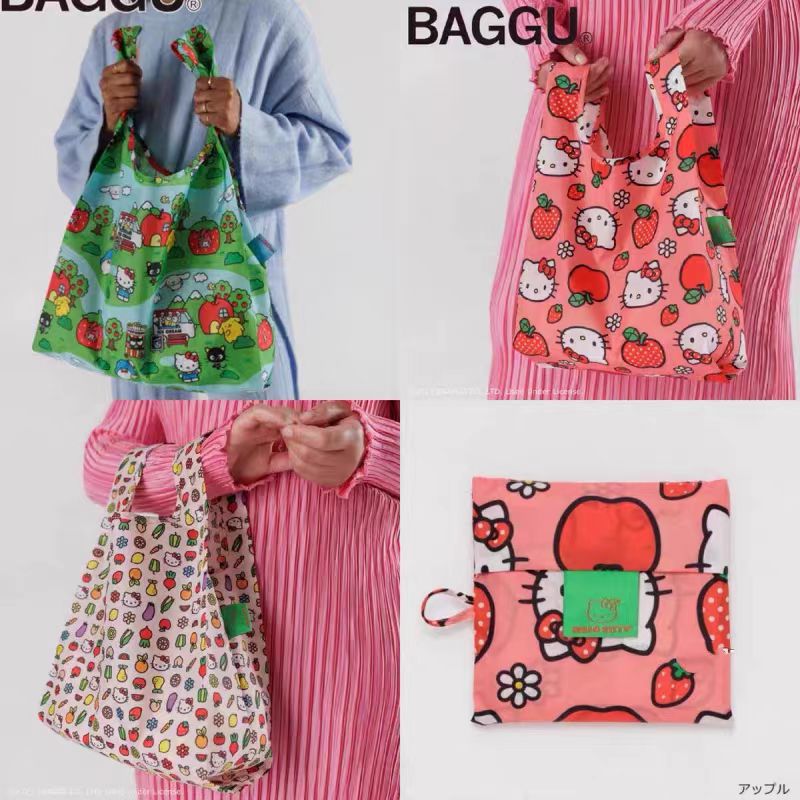 Kawaii Hello Kitty Portable and Eco-friendly Shopping Bag with Cartoon Printed Large Capacity Handbag Sanrio Toy for Girl