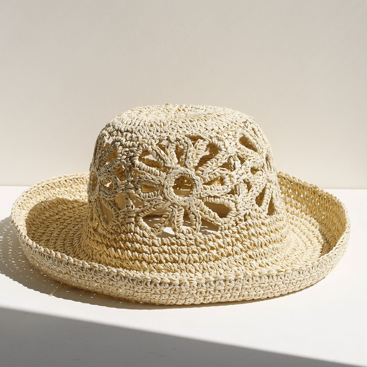 FASHION flower Handmade High quality Simple 2026 NEW Sun Hat Floppy Summer Hats For Women Beach Panama Straw Dome Bucket Hat