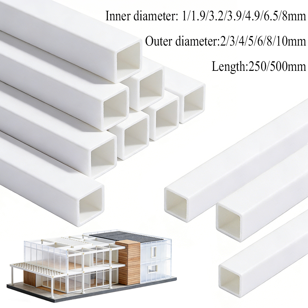 5/10/20Pcs White ABS Plastic Square Tube, Hollow Pipe for Architecture Model Making & DIY Craft, Easy Cut Building Material